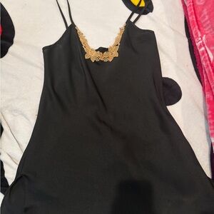 Black vintage slip Dress Gold Detailing